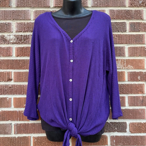 Westbound Tops - Westbound NWT Womans L Purple Long sleeve relaxed Top Ties at front
